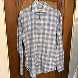 Peter Millar Light Blue and White Checkered Shirt